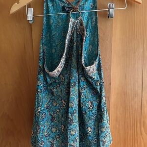 Chaps Teal Floral Cotton Top